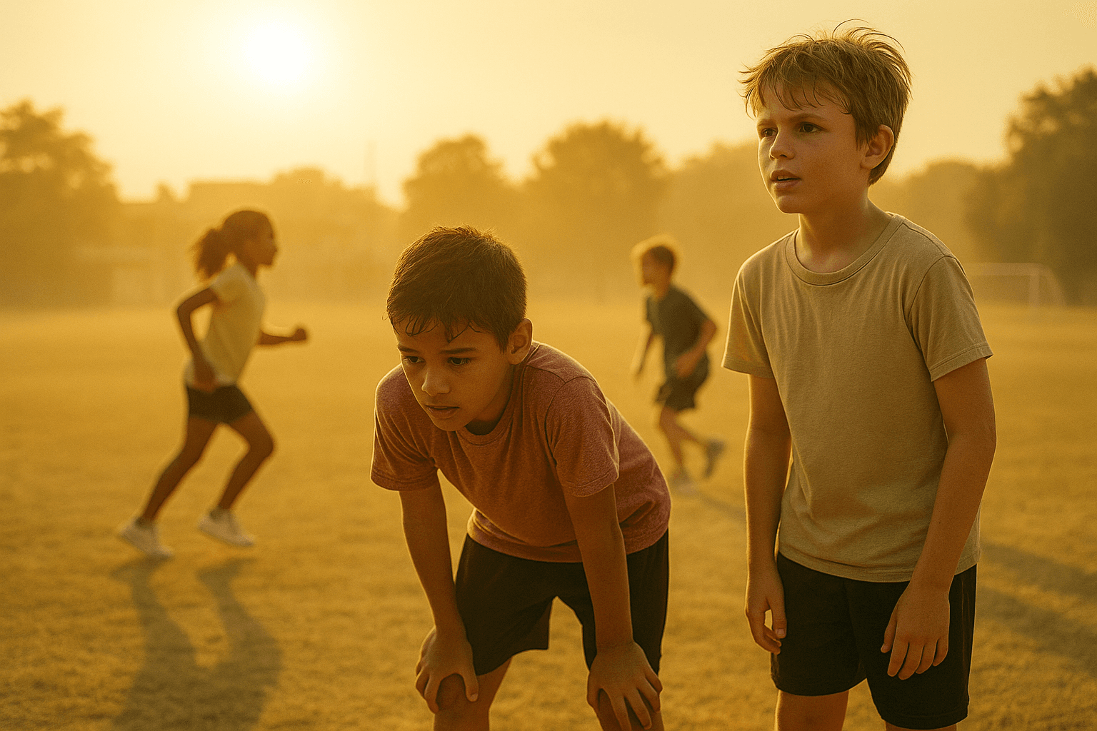 When the afternoon turns harsh on young lungs.